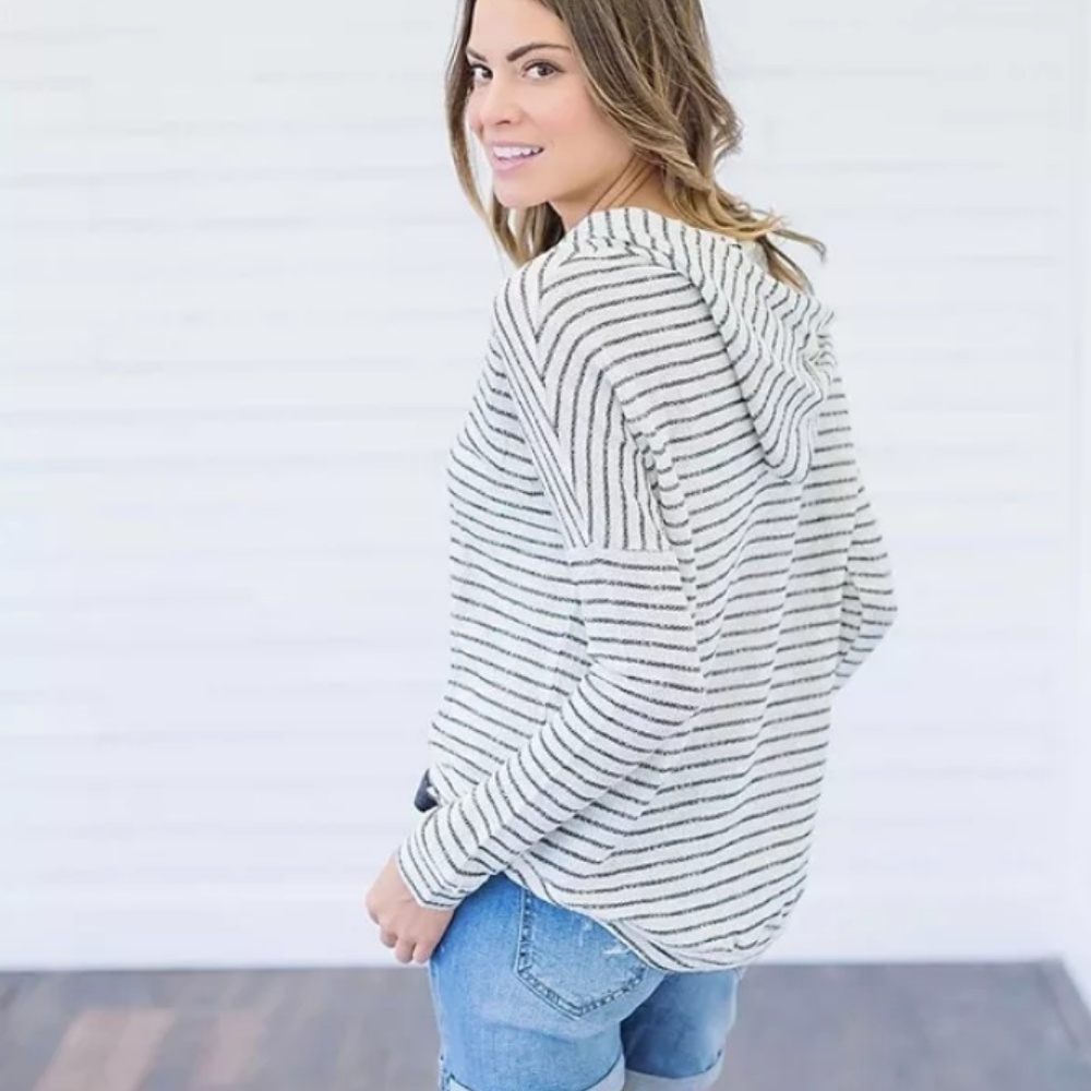 Terry Striped Hoodie - Picture 3 of 4